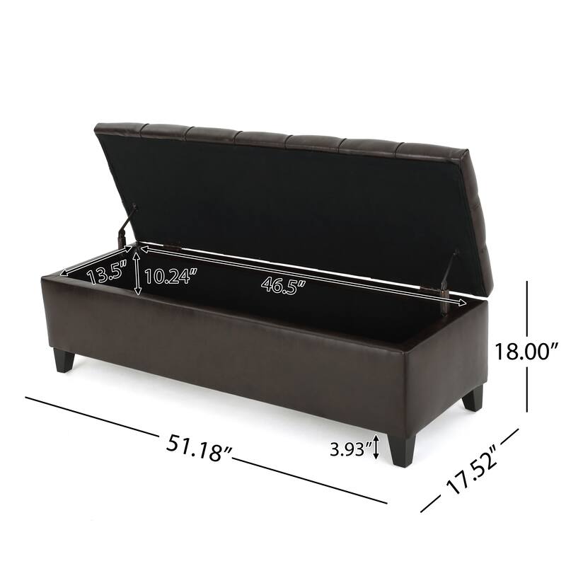 Ottoman Bench with Dark Brown PU Storage Surface - Dark Brown