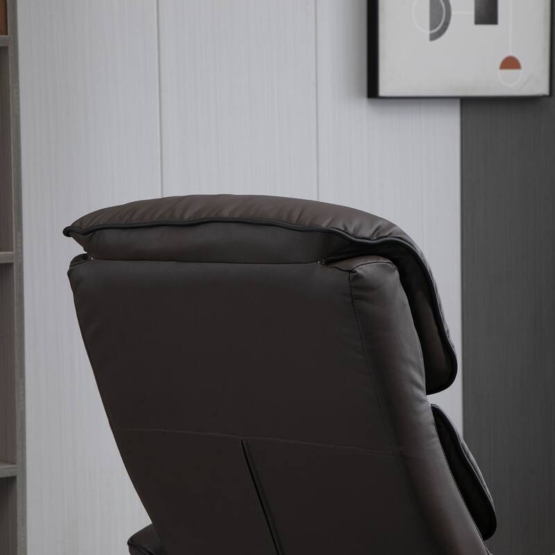 HOMCOM Recliner Chair with Ottoman, Swivel PU Leather High Back Armchair w/ Footrest Stool, 135° Adjustable Backrest