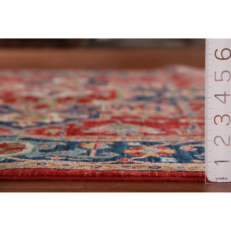 Vegetable Dye Red Heriz Serapi Oriental Area Rug Handmade Wool Carpet - 5'6"x 7'11"
