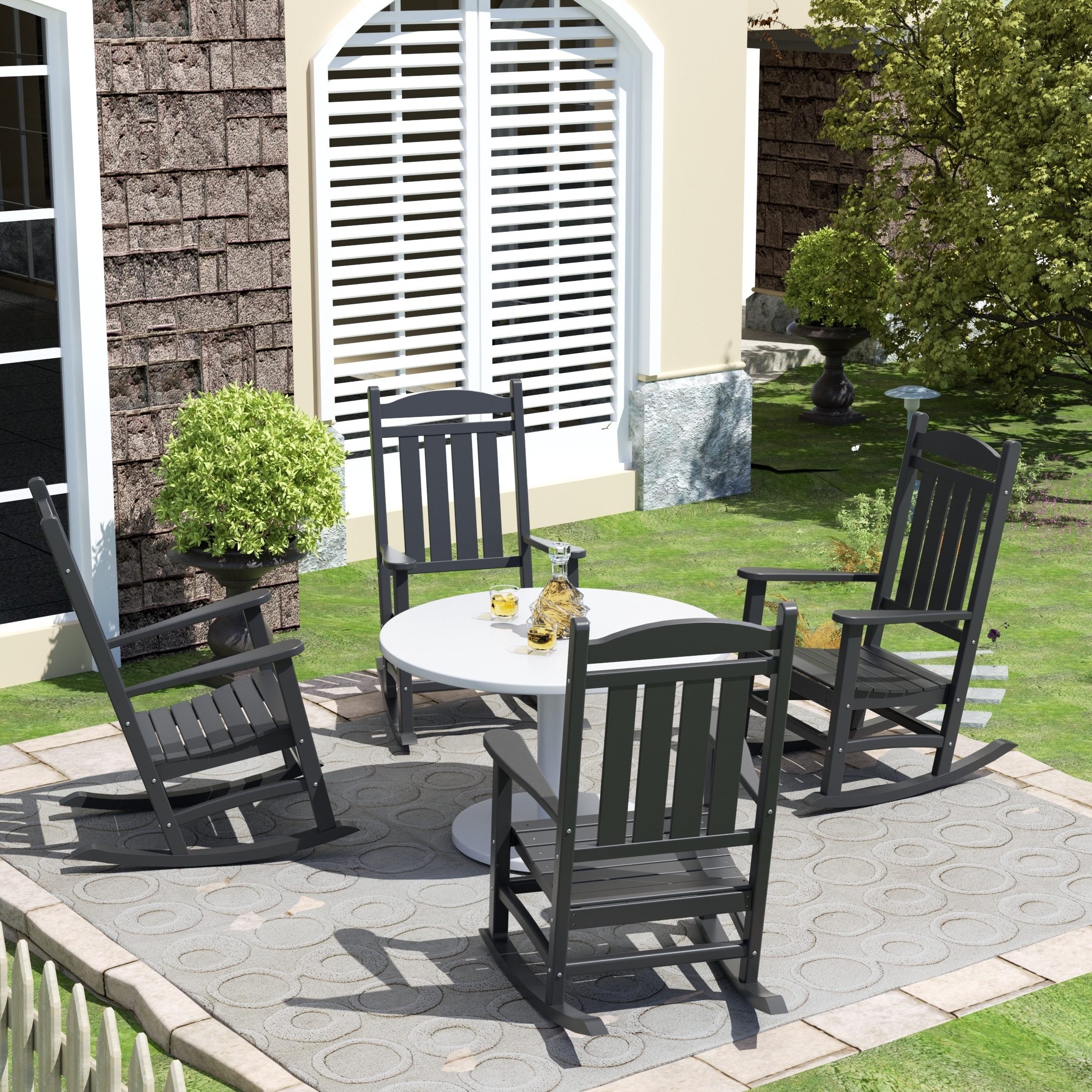 Polytrends Laguna Hdpe All Weather Outdoor Patio Rocking Chair (Set of 4)