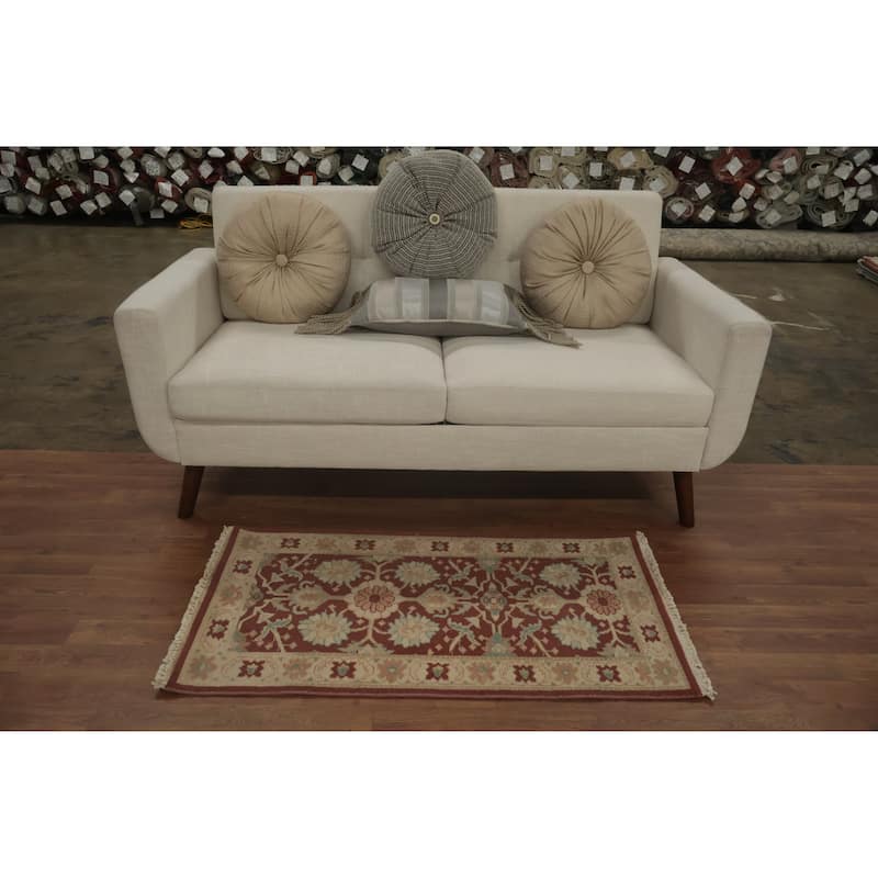 Hand Knotted Oriental 100% Wool Carpet Traditional Floral Brown Ziegler Area Rug - 3' 8'' X 2' 0''