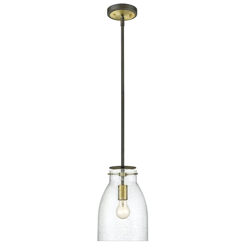 Shelby 1-light Oil Rubbed Bronze/ Antique Brass Pendant w/ Clear Seedy Glass