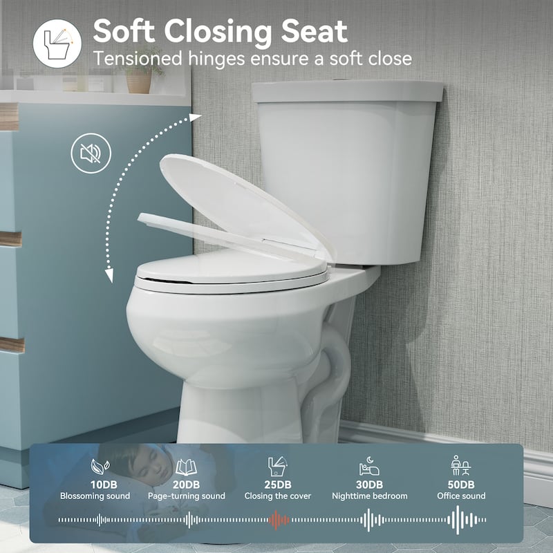 HOROW 21 in. Extra Tall 2-Piece Round Toilet in White with Comfortable Chair Height Seat and 1000g Powerful Flush - 21 Inch