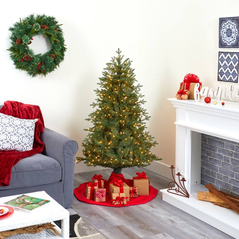 5ft. Spruce Artificial Christmas Tree with 300 Warm White Lights and 618 Bendable Branches - Bright Seasonal Touch