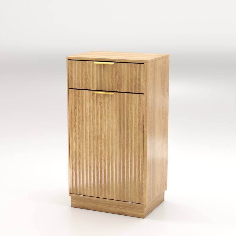 GDFStudio - Harper 13-Gallon Woodgrain Tilt-Out Cabinet with Textured Drawer & Hidden Waste Bin - 10-Gallon