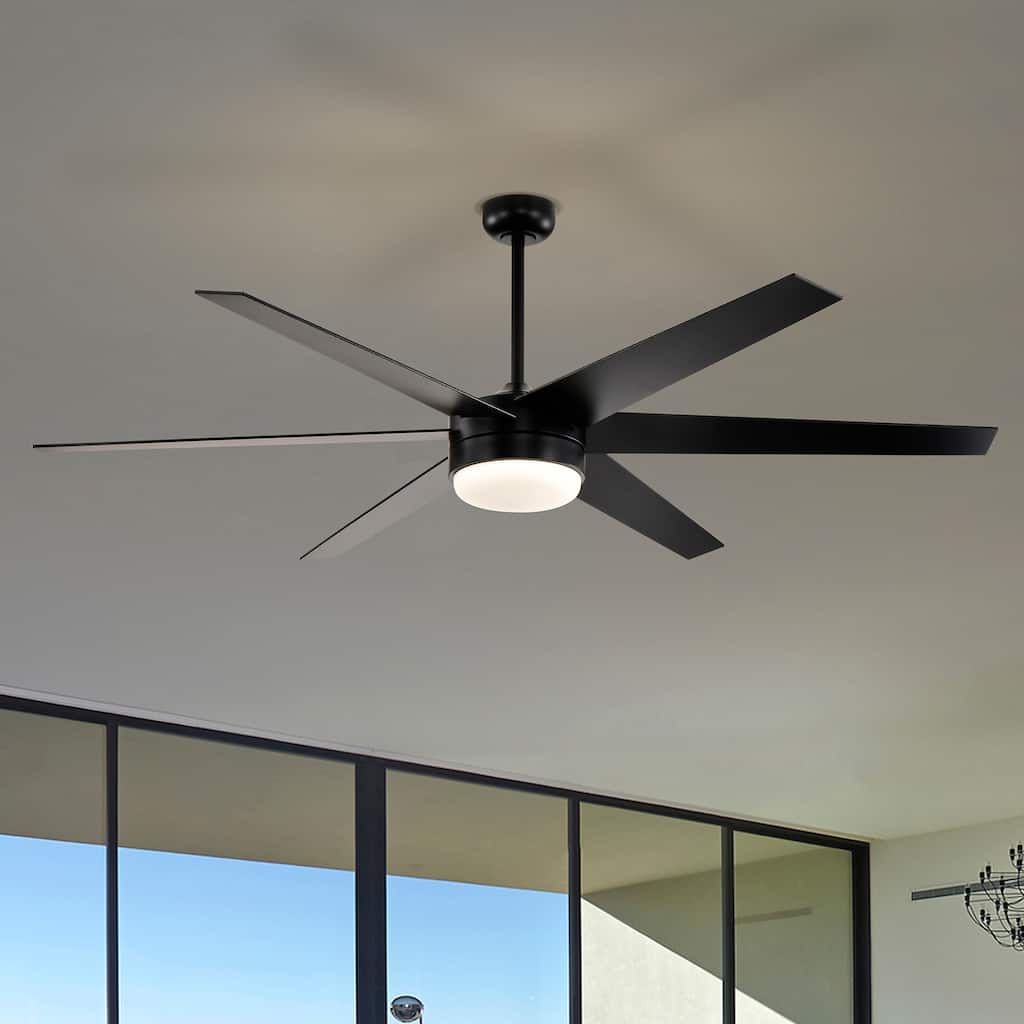 72-in Matte Black 6 Speed Ceiling Fan with LED Light and Remote Control