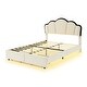 preview thumbnail 11 of 28, Beige Full Upholstered Platform Bed with LED Lighting and Two Drawers