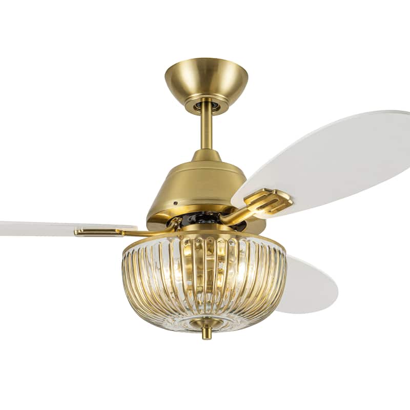 Gable River of Goods 3-blade 42-inch Modern Indoor Ceiling Fan with Hand-Painted Glass Shade and Remote Control