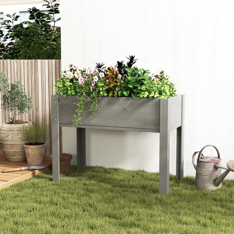 Raised Garden Bed with Legs, Elevated Wooden Planter Box for Outdoor Plants Flowers Fruits Vegetable Herb Growing