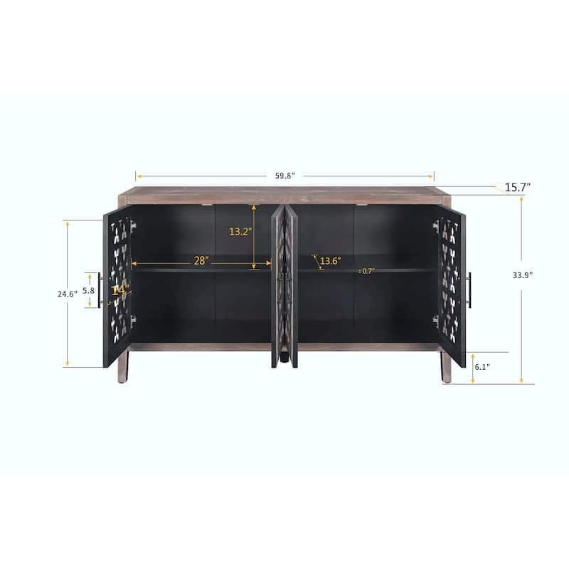 American Country Style Hollow Four-Door Antique Cabinet