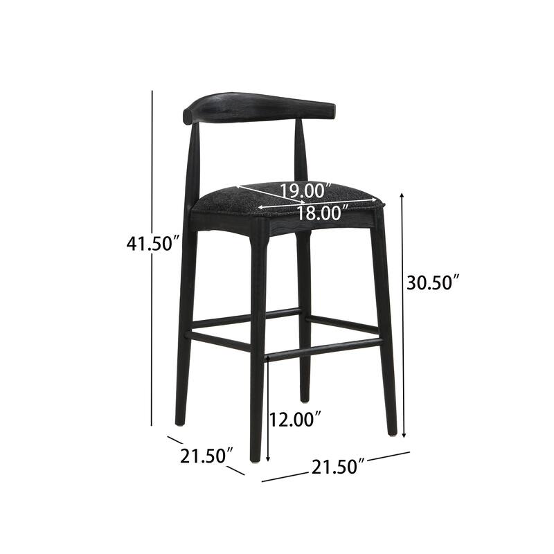 Roomfitters Bar Stool Set of 2, Upholstered Counter Height Stool, Modern Wood Frame Seating
