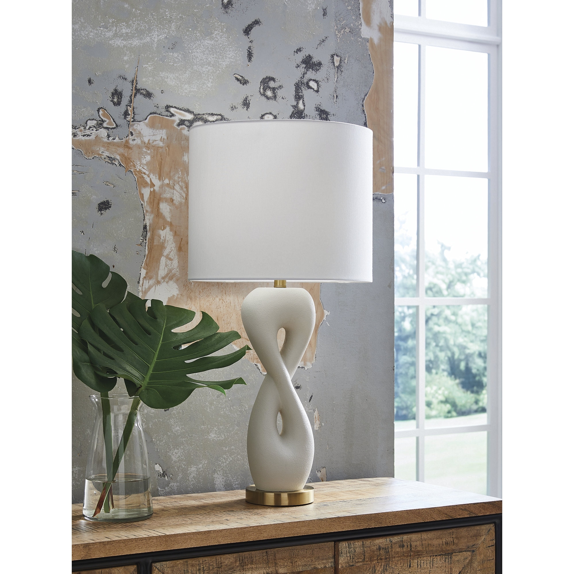 Signature Design by Ashley Judrich White/Gold Table Lamp - 15" W x 15" D x 31" H