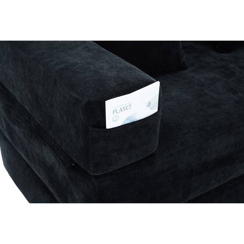 Queen Foldable Sofa Bed, 6-in-1 Convertible Sleeper Sofa with Mattress, Chaise Lounge Loveseat with Removable Cover