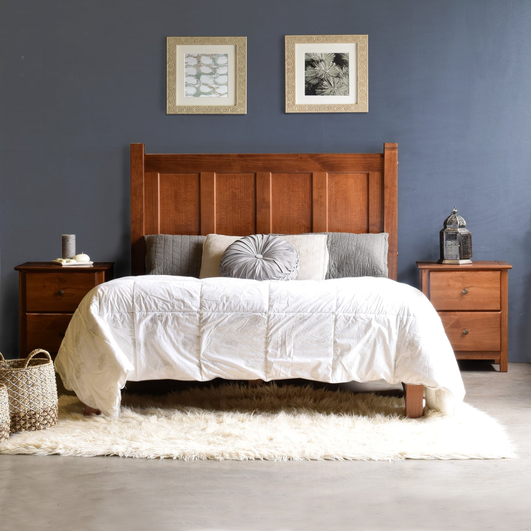 Grain Wood Furniture Shaker Solid Wood Panel Platform Bed