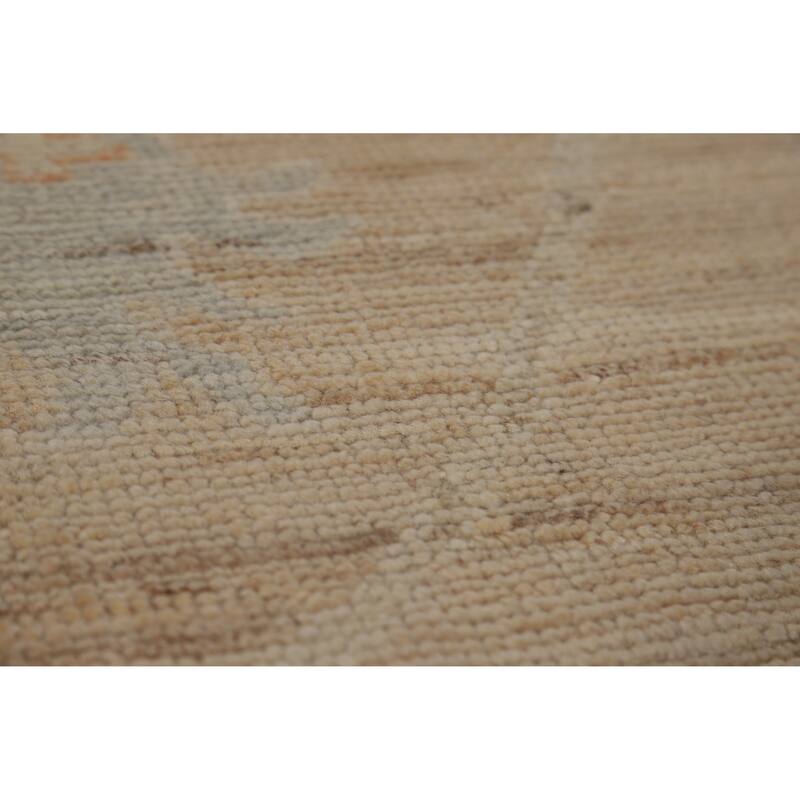 Hand Knotted Oriental 100% Wool Carpet Transitional All-Over Peach Oushak Area Rug - 9' 0'' X 6' 3''