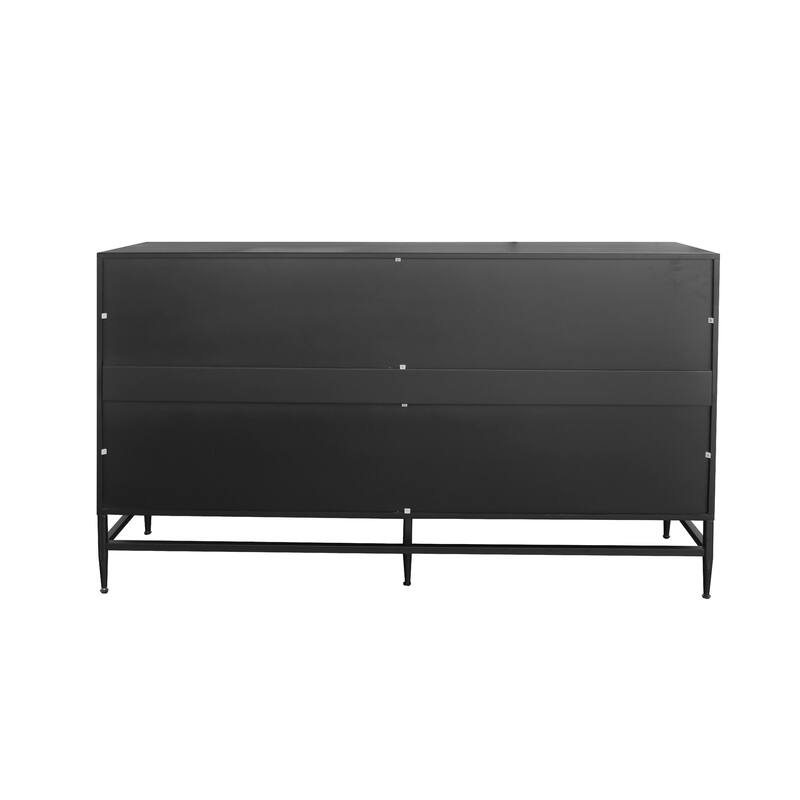 Accent Black Lacquered 4-Door Wooden Sideboard Buffet Server Cabinet