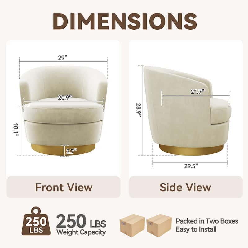 360 Degree Velvet Swivel Club Chair, Soft & Comfotable