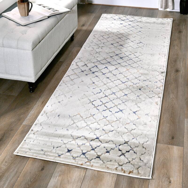 Napoli Collection Beige/Grey Trellis Area Rug