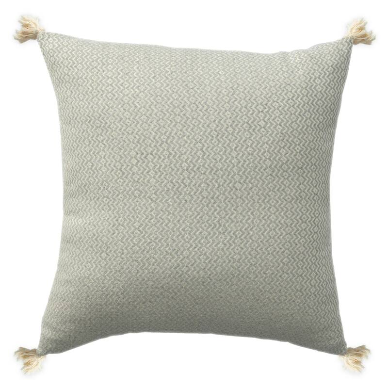 Chevron Square Throw Pillow with Tassels - 18" - Gray