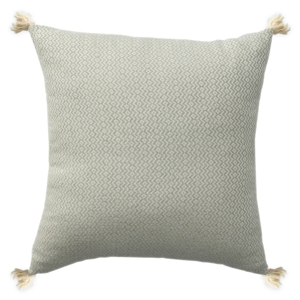 Chevron Square Throw Pillow with Tassels - 18" - Gray