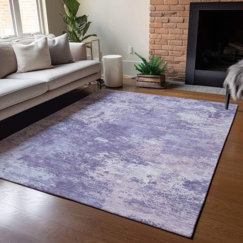 Machine Washable Indoor/ Outdoor Chic Modern Chantille Rug