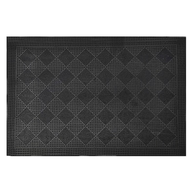 Outdoor Mat Drew Checkerboard Rubber Rug 24x16 Inch Black