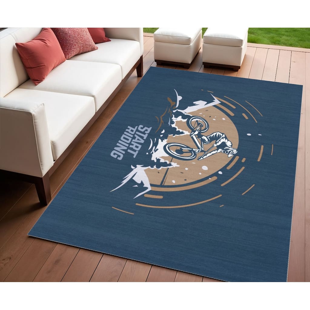 HomeRoots No Pattern and Not Solid Color Casual Rectangle Outdoor Rug - 4' X 5'