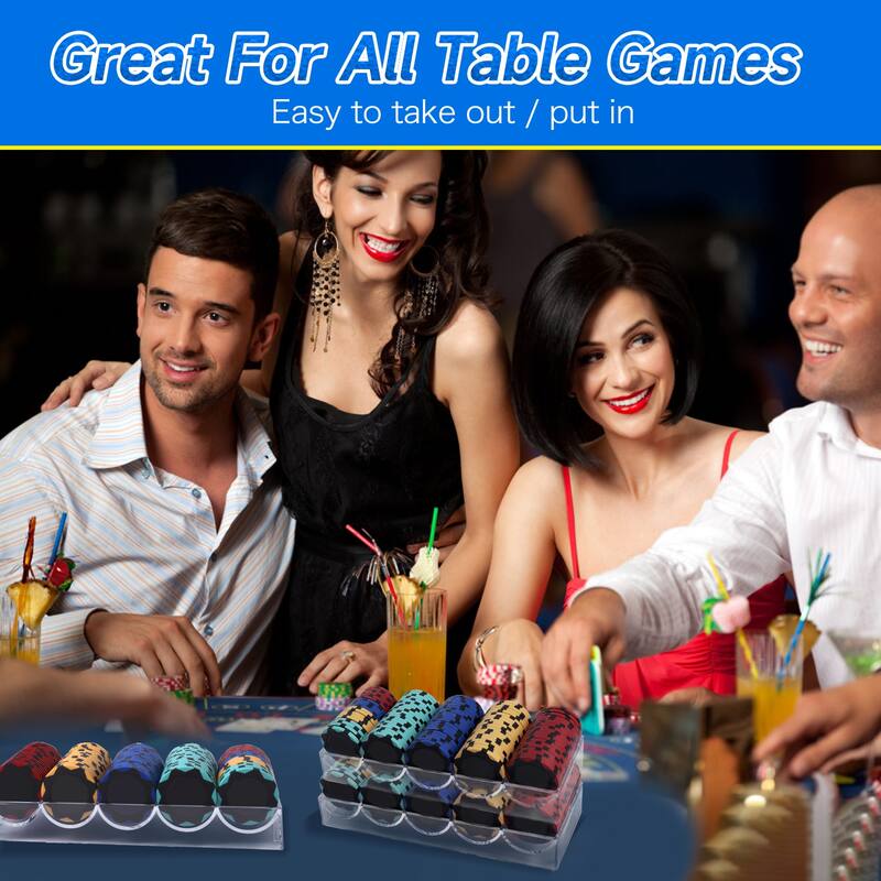 GSE™ 100ct Acrylic Poker Chip Tray. Casino Poker Chip Rack/Holder - Clear