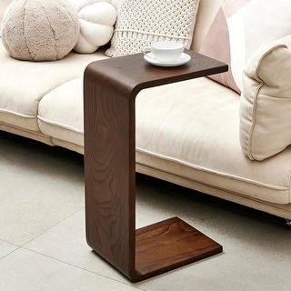 ヒ*ロ様 DIVANCO SIDE TABLE WALNUT C-Shaped End Table, Couch Side Table for Living Room or Bedroom