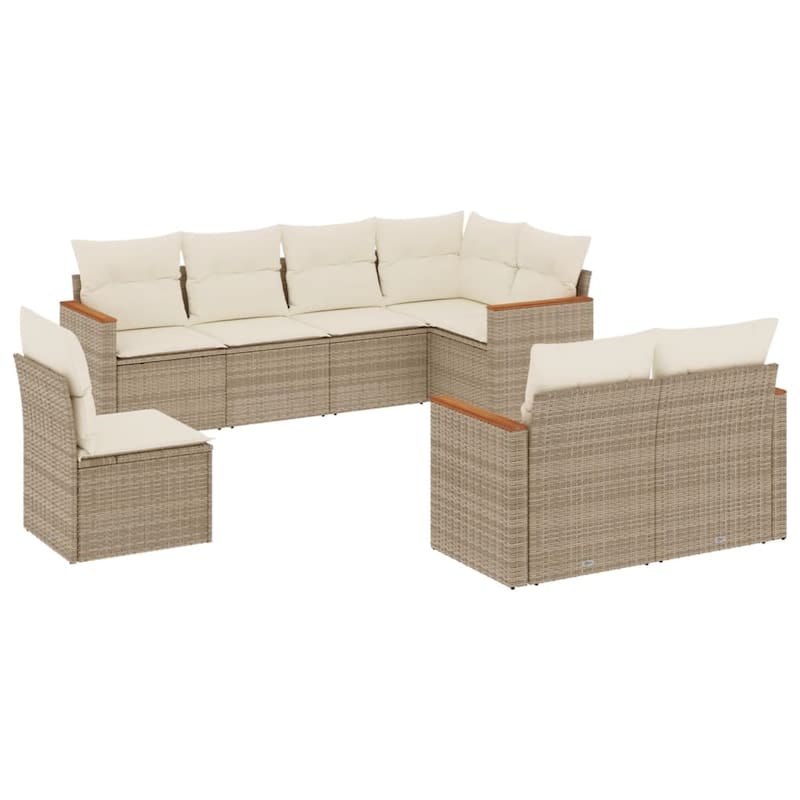 vidaXL Patio Sofa Set with Cushions Outdoor Conversation Furniture Poly Rattan - 24.4 x 24.4 x 27.2 in