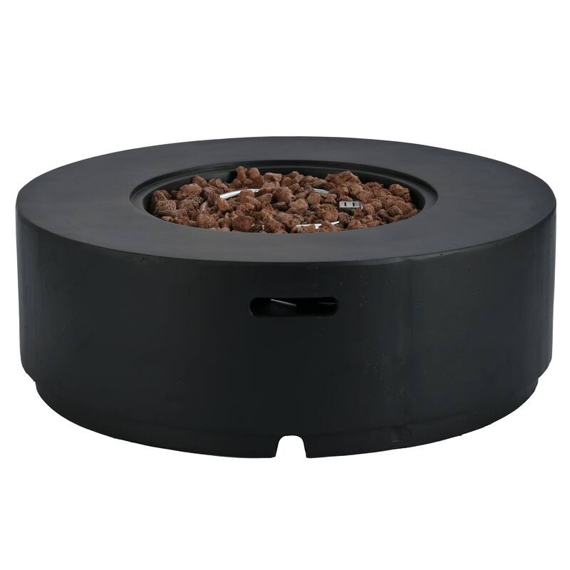 38.2" Round Outdoor Propane Fire Pit, Outside Fire Pit Table with 50000 BTU, Steel Burner, Lava Rocks, Waterproof Cover