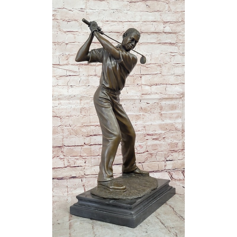 Bronze Golfer Sculpture – Golf Swing Figurine Statue For Home Or Office