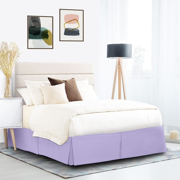 slide 2 of 6, Nestl Pleated 14 inch Tailored Drop Bed Skirt - Soft Double Brushed Premium Microfiber Ruffle Bed Skirt California King - Lavender