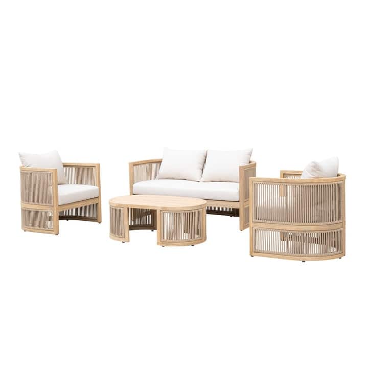 Kinger Home Haven 4-Piece Acacia Rounded Patio Set