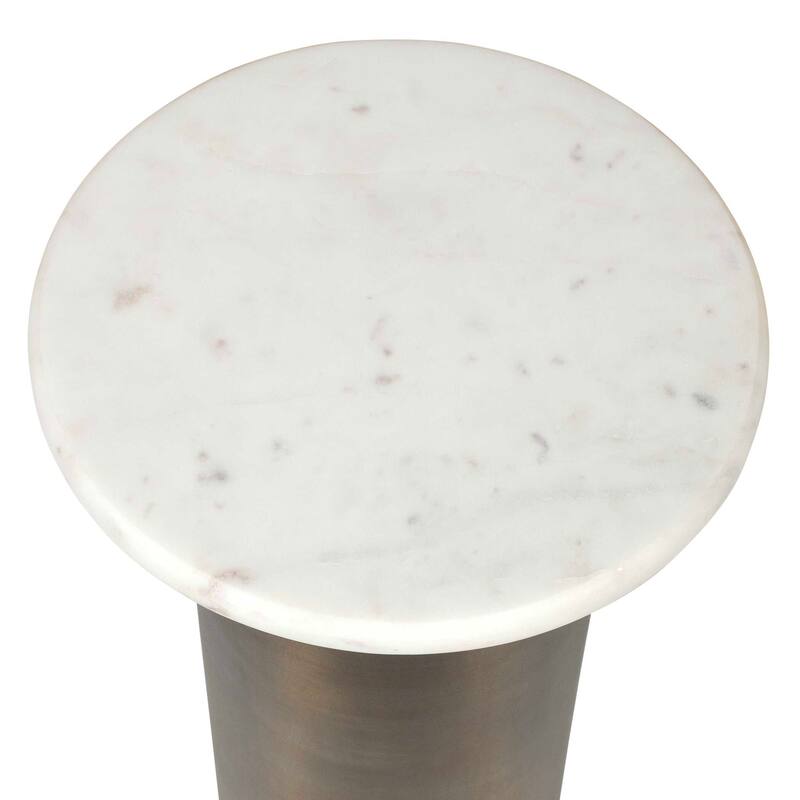 Uttermost Reiss Marble & Brass Drink Table - 12"W x 12"D x 22.5"H