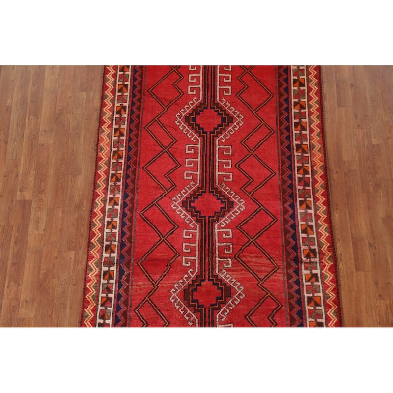 Hand Knotted Oriental 100% Wool Carpet Traditional Geometric Red Lori Area Rug - 8' 4'' X 4' 3''
