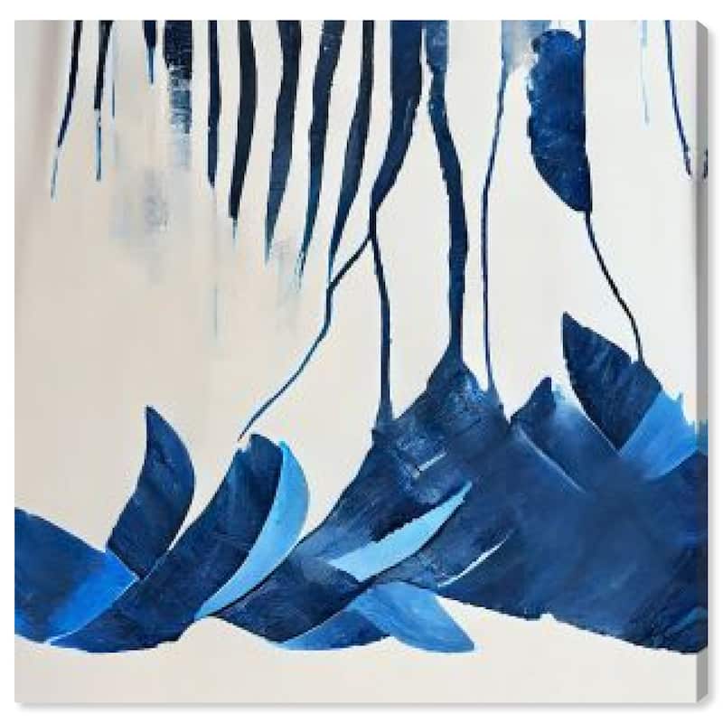 Wynwood Studio Abstract Blue Petal Cascade Blue and Tropical Wall Art Canvas Print