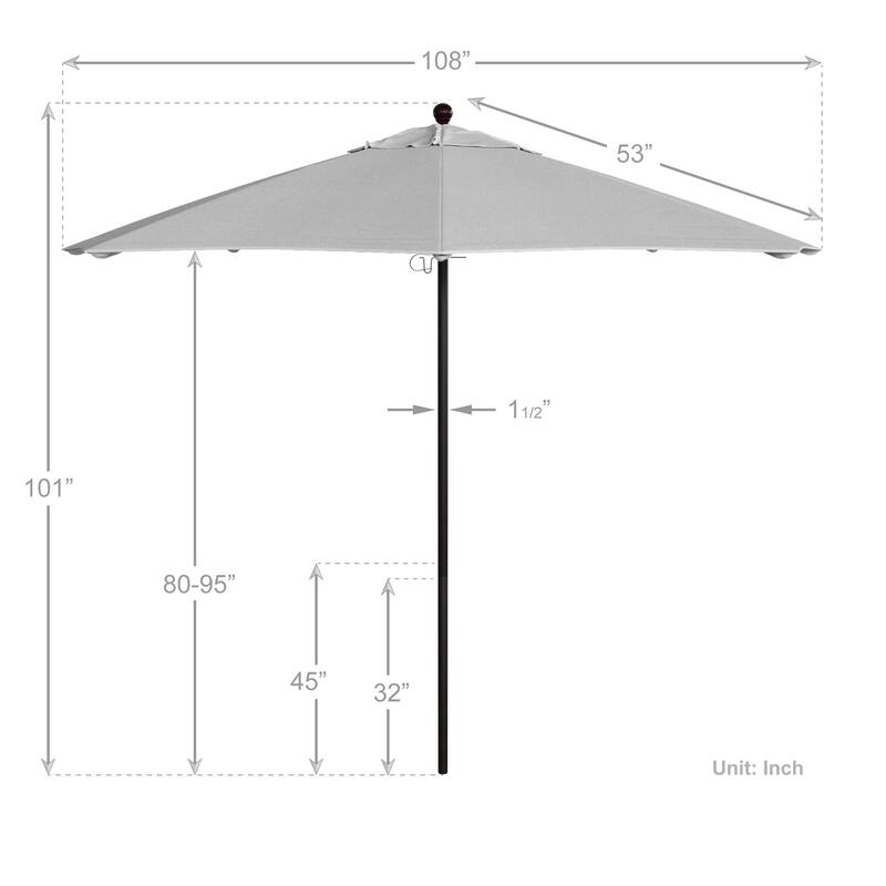 California Umbrella 9' Rd. Aluminum Frame, Fiberglass Rib Market Umbrella, Push Open, Bronze Finish, Pacifica Fabric