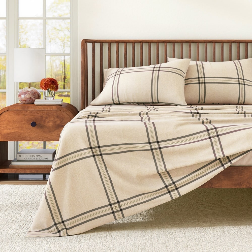 Linery & Co. Ultra-Soft Turkish Cotton Plaid Flannel Sheet Set