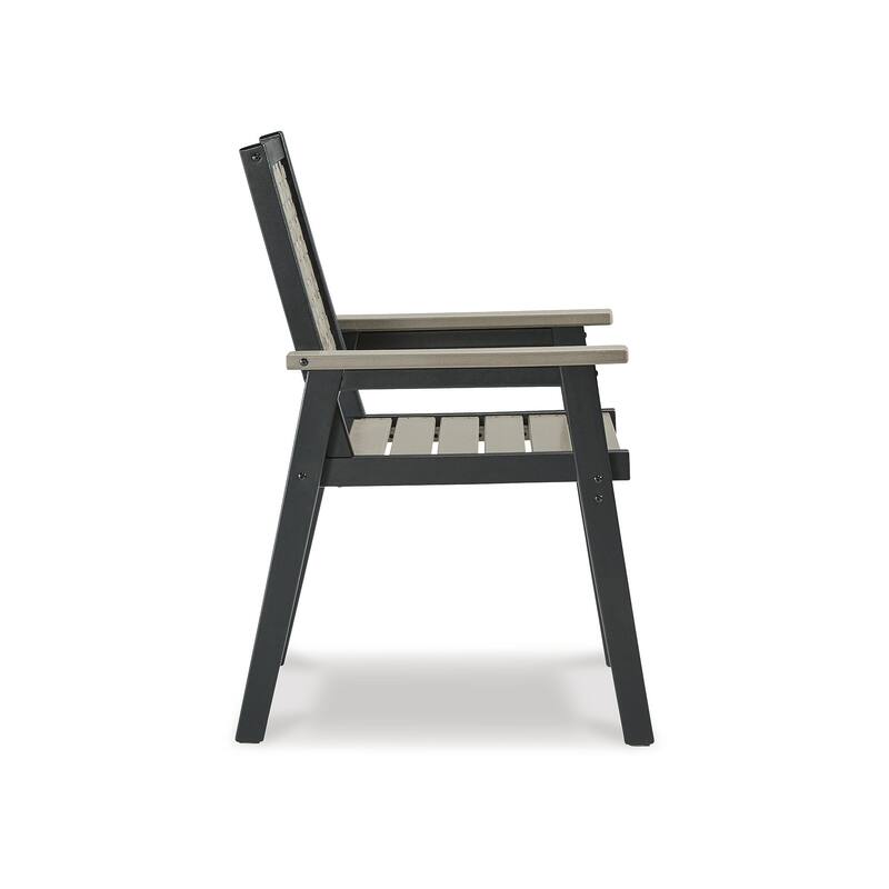 Signature Design by Ashley Mount Valley Black/Beige Outdoor Arm Chair Set (Set of 2) - 25"W x 25"D x 37"H
