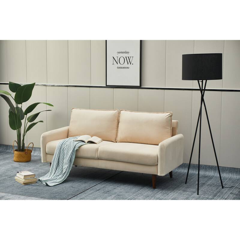 Beige Fabric Upholstered Sofa