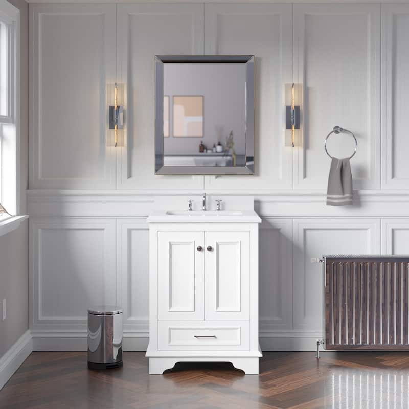 KitchenBathCollection Nantucket 24" Bathroom Vanity with Quartz Top