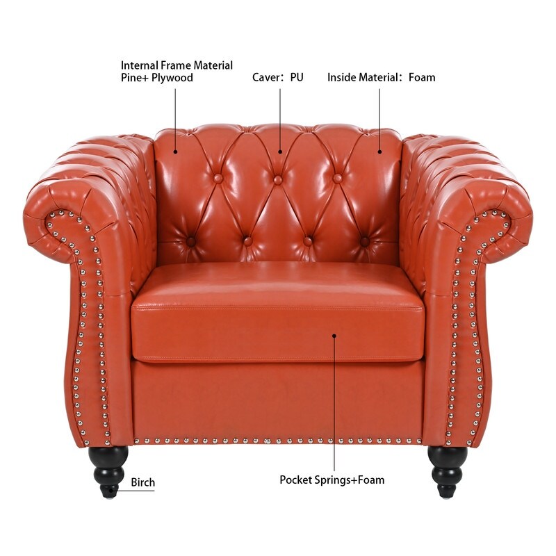 Orange on sale chesterfield chair