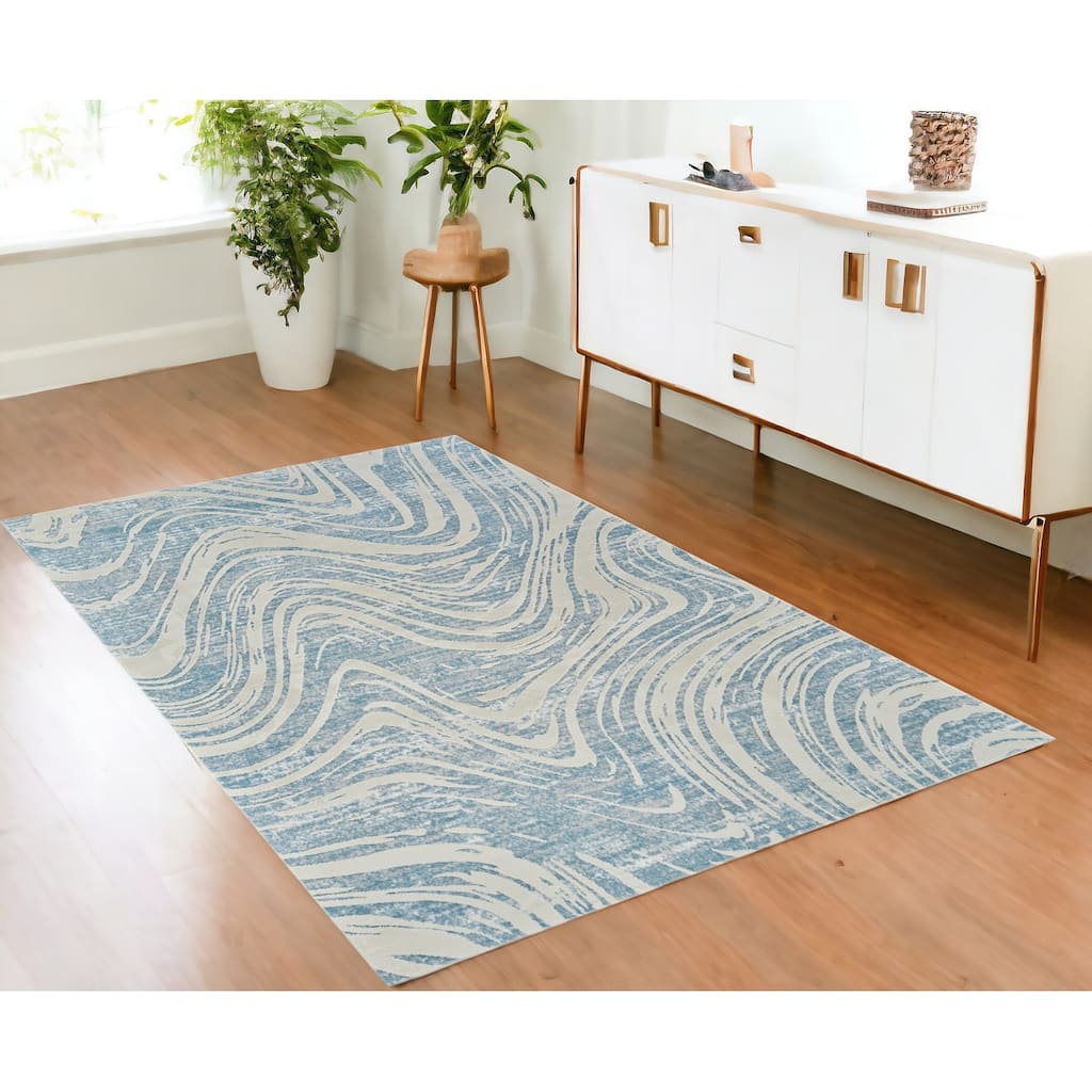 Bigiz Distressed Abstract Modern Stain Resistant Woven Durable Area Rug By HomeRoots