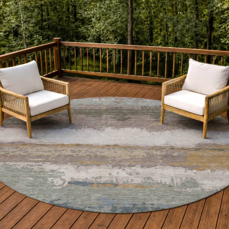 Machine Washable Indoor/ Outdoor Modern Buena Chantille Rug - Taupe - 8' x 8'