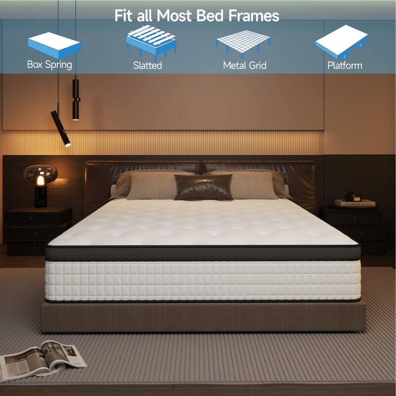 Full Size Box Spring 12 Inch Mattress, Memory Foam Hybrid Mattress in a Box