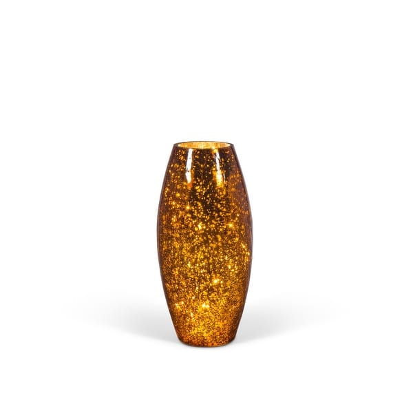 Shop Set Of 2 Golden Colored Crackle Pattern Lighted Glass Vases