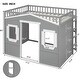 preview thumbnail 13 of 56, Full Size Solid Wood House Loft Bed with Ladder