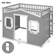 preview thumbnail 13 of 12, Gray+White Full Size Solid Wood House Loft Bed With Ladder for Kids, Boys and Girls, Bedroom