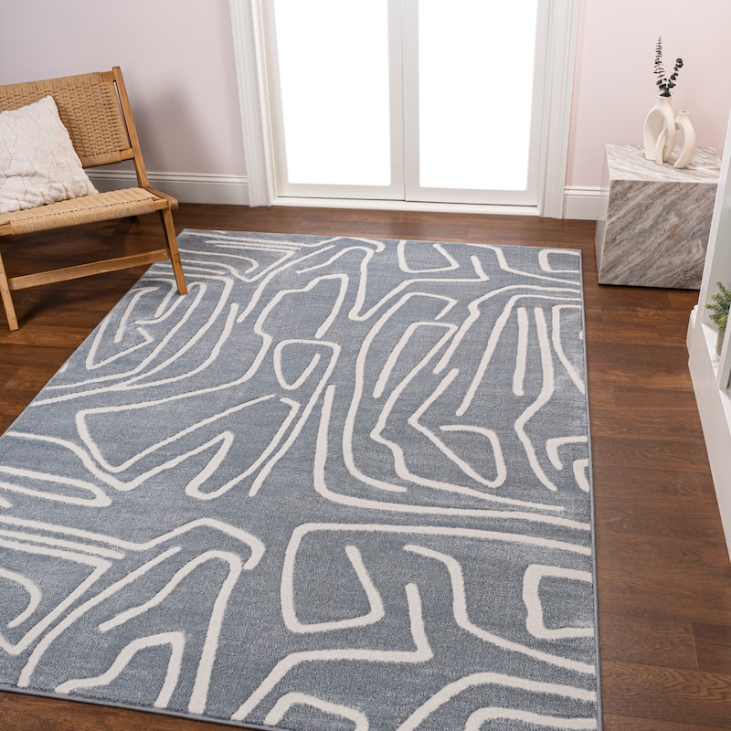 JONATHAN Y Thea Modern Scandinavian Graphic Lines High-Low Area Rug